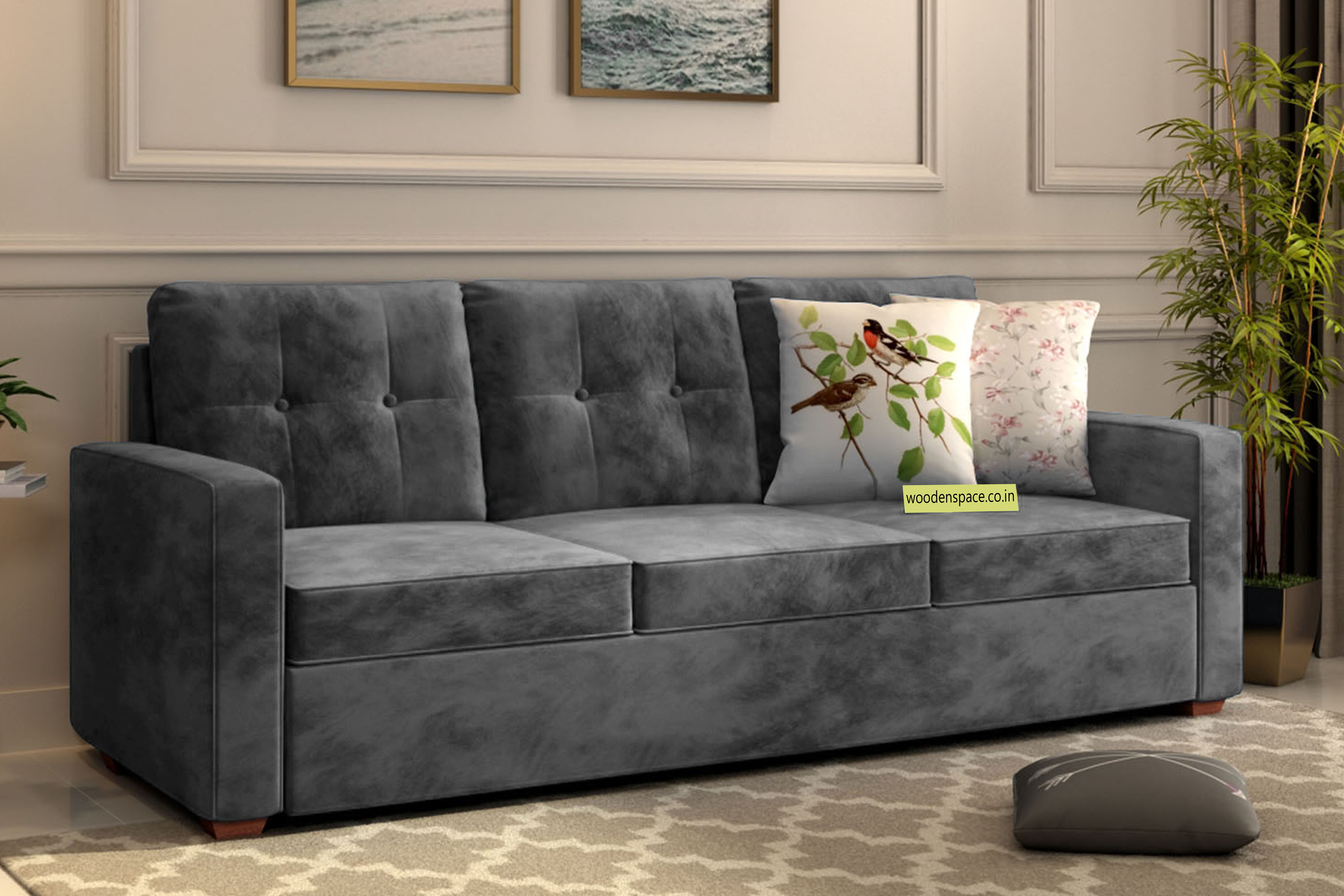 Ciaz grey 3 seater sofa