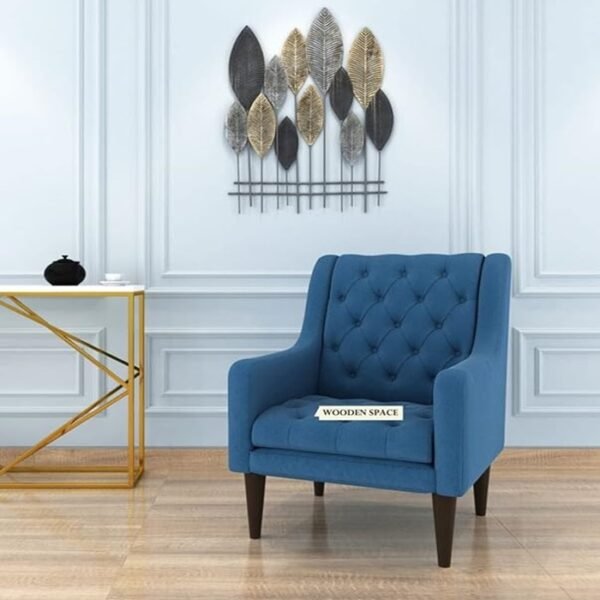 Wooden Space New Launch Adoree Arm Chair with Pure & Natural Sagwan Wood and Amazing Seued Fabric with Beautiful Colour
