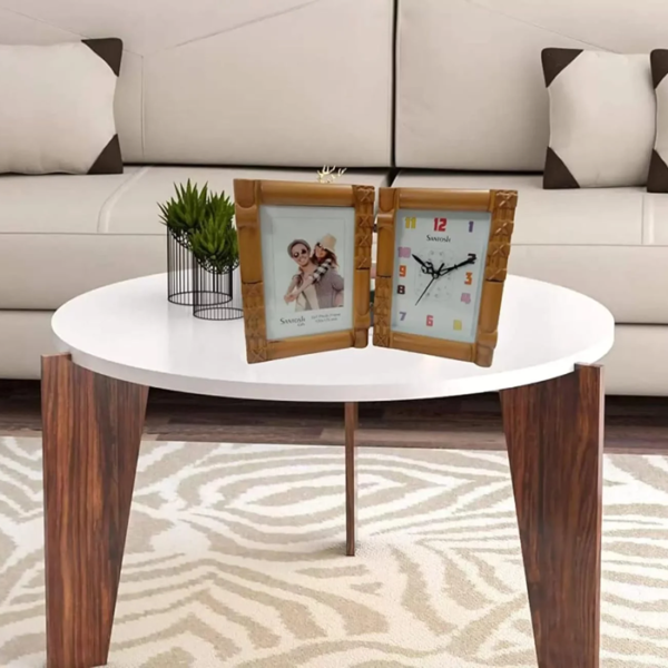 WOODEN SPACE Antique Sheesham Wood (Indian Rosewood) Espresso Finish Coffee Table Coffee,Cocktail Tea Table for Living Room, White and Brown